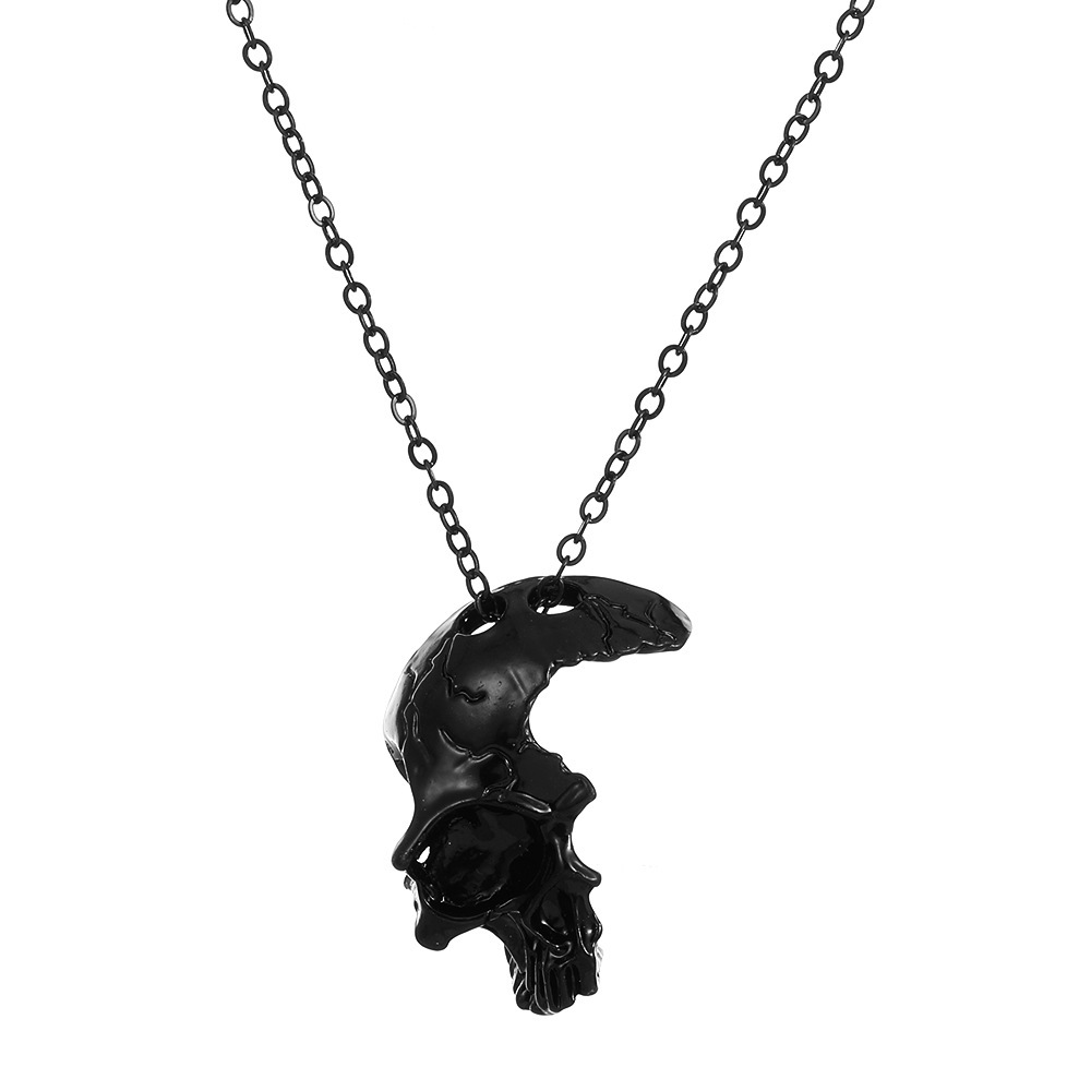 Half face skull necklace