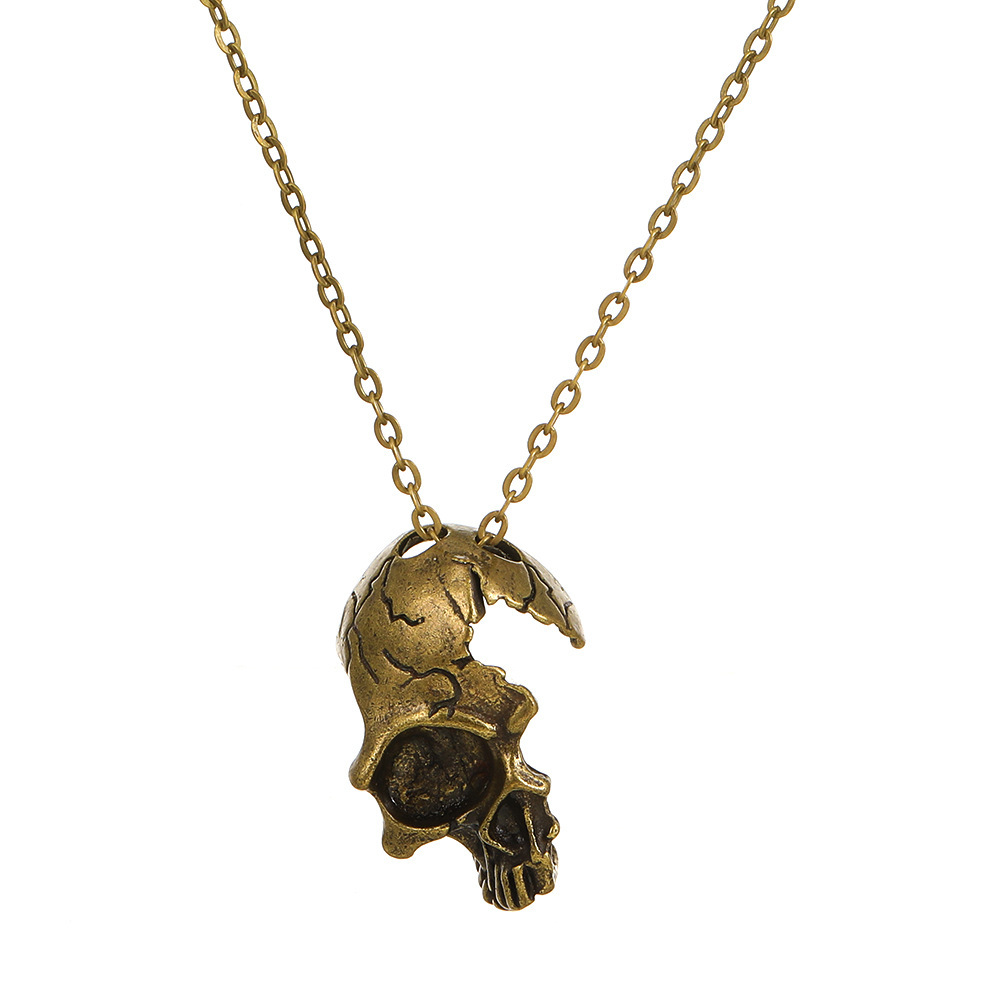 Half face skull necklace