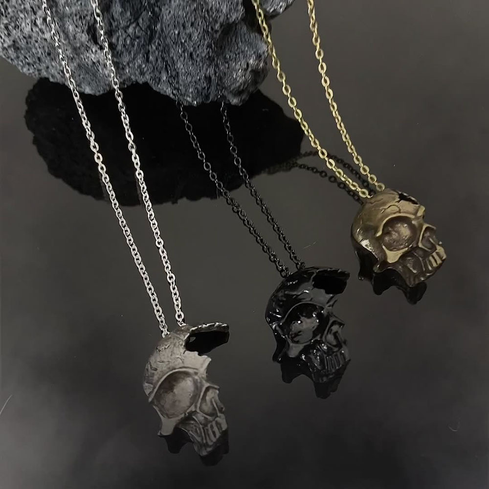 Half face skull necklace