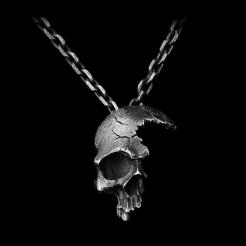Half face skull necklace