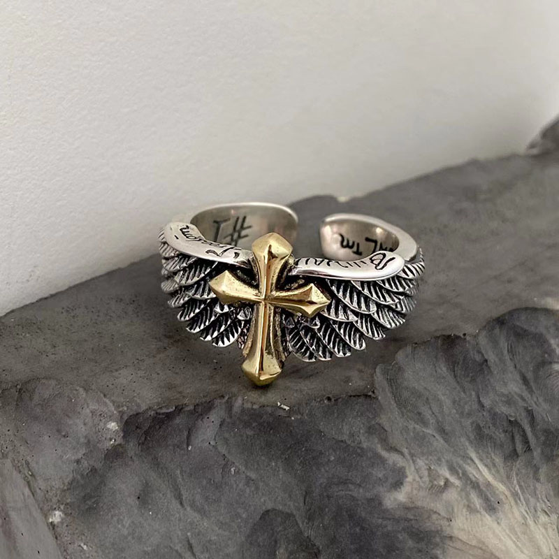 Cross Wings Men's Open Ring