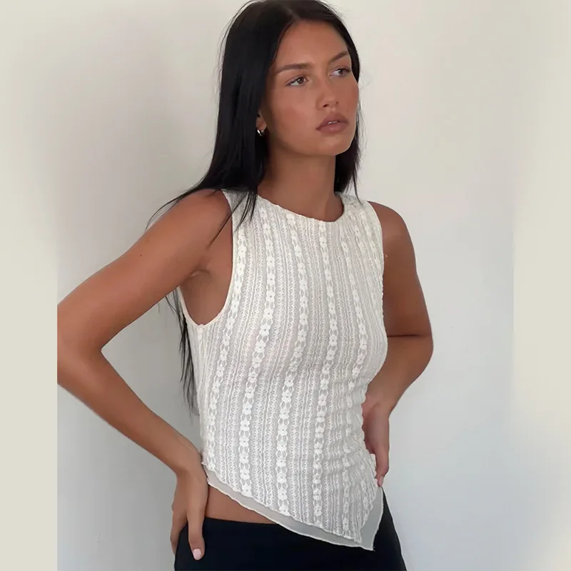 Ootddress Women's Casual Texture O Neck Tank Top Summer Sleeveless Irregular Hem Tee Shirts Slim Fit Going Out Holiday Female Tops 22 Ootddress Women's Casual Texture O Neck Tank Top Summer Sleeveless Irregular Hem Tee Shirts Slim Fit Going Out Holiday Female Tops