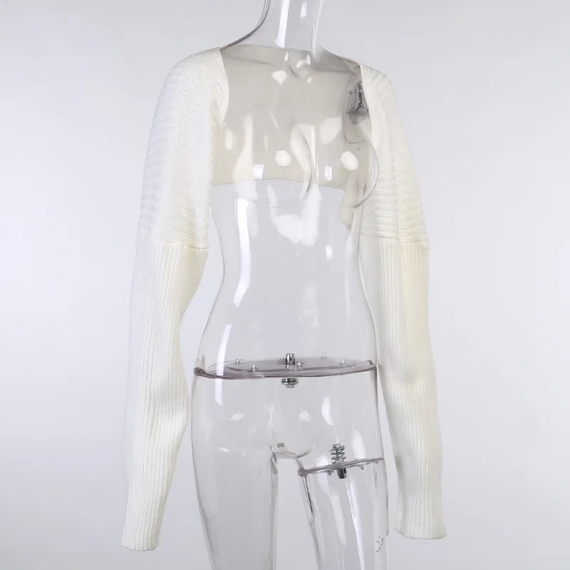 Ootddress White Women Sweater Shrugs Cropped Top Full Lantern Sleeve Knitwear Pullover Sexy Summer High Street Outwear 2025 Spring 16 Ootddress White Women Sweater Shrugs Cropped Top Full Lantern Sleeve Knitwear Pullover Sexy Summer High Street Outwear 2025 Spring