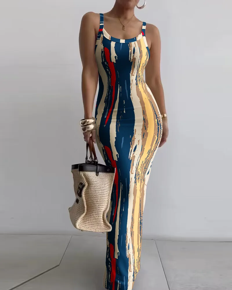 Printed Slim Sexy Spaghetti Strap Long Dresses Women Fashion Trendy Y2k Sleeveless Solid Skinny Bodycon Maxi Vestidos Summer New 18 Printed Slim Sexy Spaghetti Strap Long Dresses Women Fashion Trendy Y2k Sleeveless Solid Skinny Bodycon Maxi Vestidos Summer New