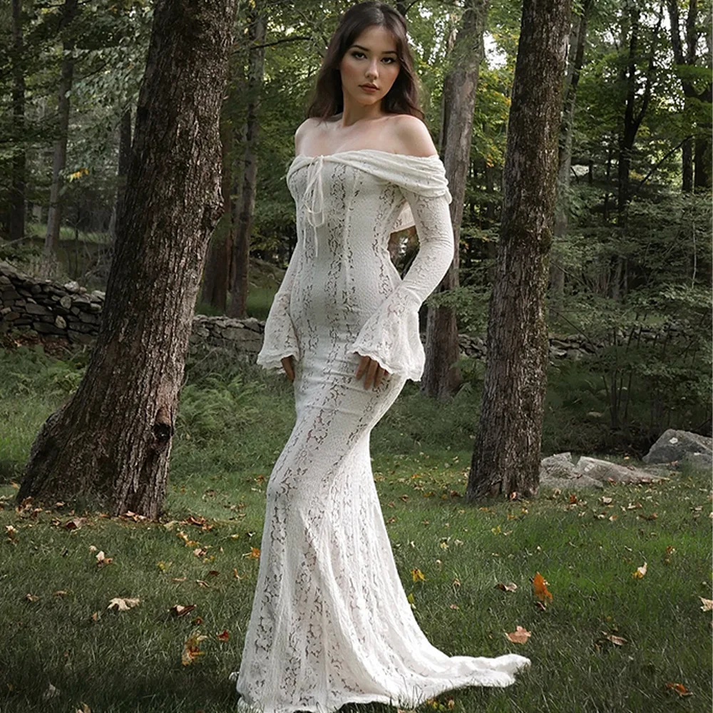 Ootddress Autumn/Winter Fashion Sexy Lace Tight Dress Women 2025 New Strapless Lace High Waist Tailored Dress Party Evening Dress