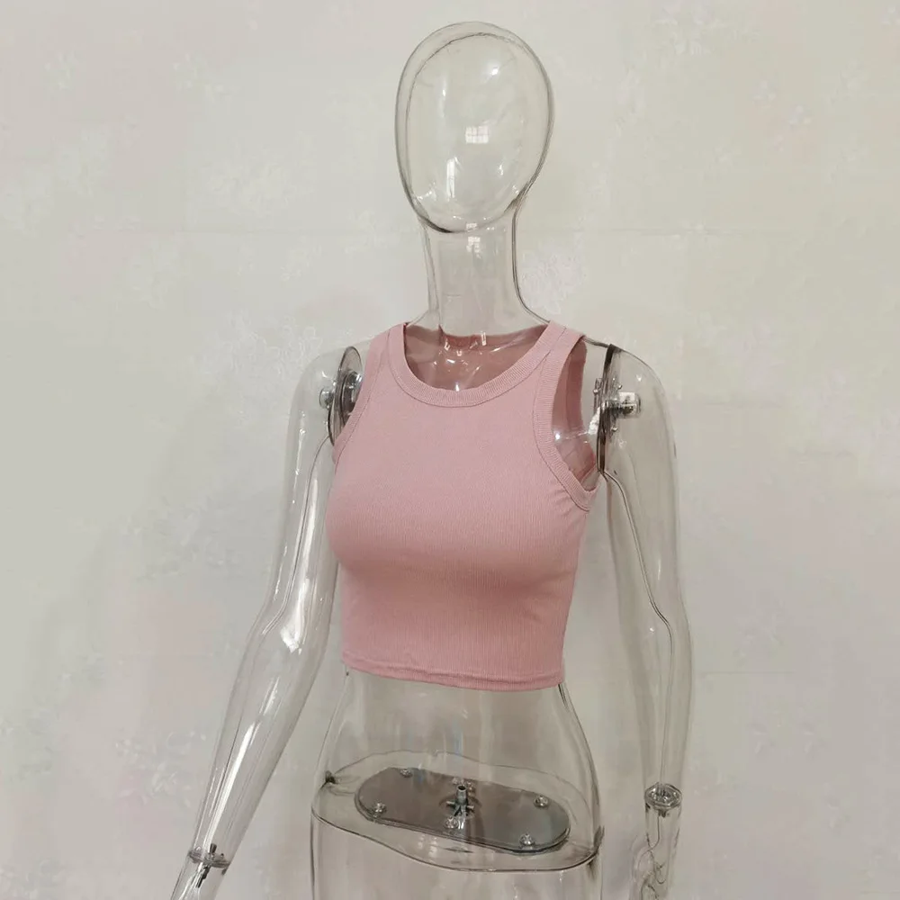 Ootddress Summer Cotton Sleeveless Vest For Women White Top Knit Ribbed Casual Tank Tops Female High Streetwear Cropped Top Camis
