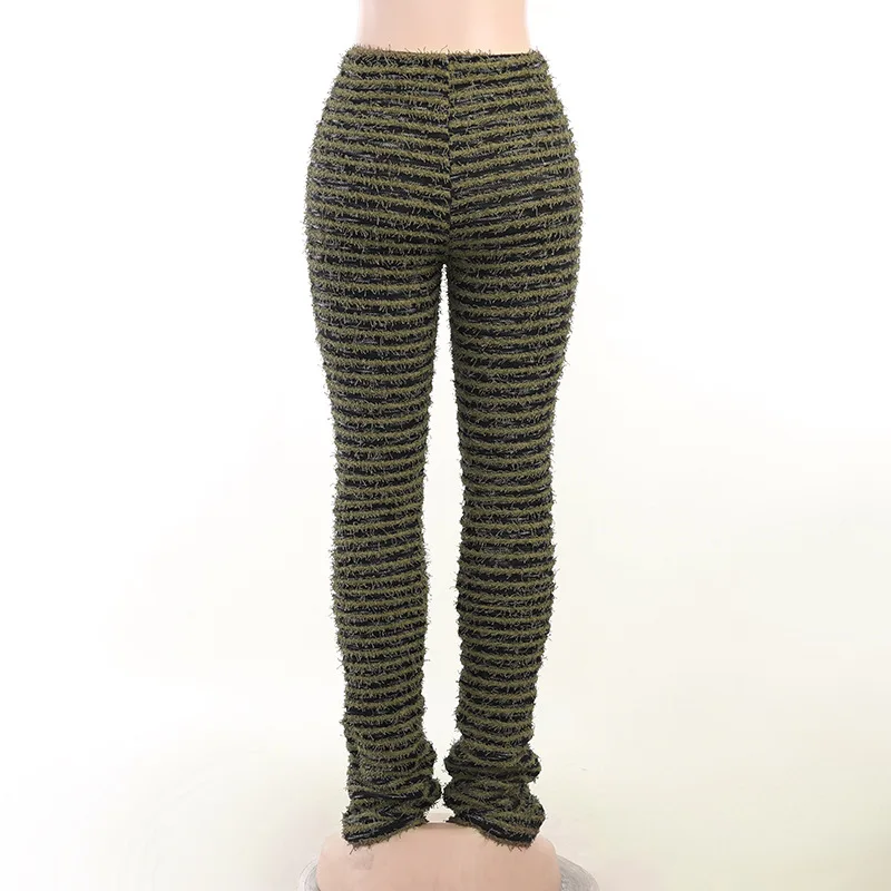 Ootddress New Stacked Leggings Pants Ladies Casual Contrast Color Black And White Sweatpants Y2k Streetwear Hem Flare Women's Pants