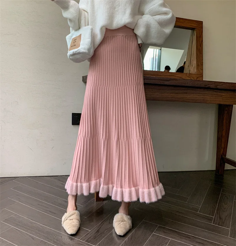 Ootddress High Waist Ruffled Pleated Skirts Women Solid Autumn Elegant Long Skirt Loose Pleated Ribbed Casual Ladies Maxi Skirt 9 Ootddress High Waist Ruffled Pleated Skirts Women Solid Autumn Elegant Long Skirt Loose Pleated Ribbed Casual Ladies Maxi Skirt
