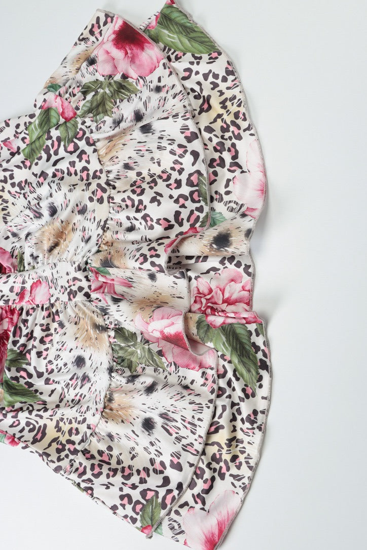 Halter Keyhole Floral Print Tiered Ruffle Bodycon Mini Dress