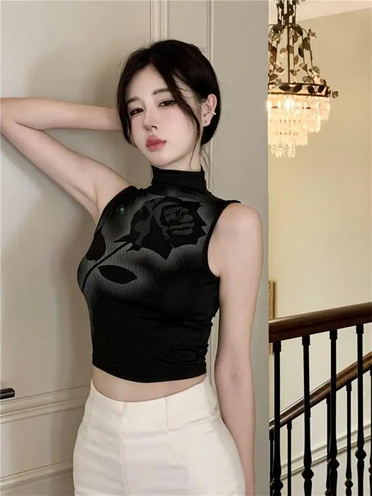 Gothic Rose Print Tank Top Aesthetic Y2K Crop Top Sleeveless Vest Harajuku Streetwear Black Summer Tops Women Slim Clothes 15 Gothic Rose Print Tank Top Aesthetic Y2K Crop Top Sleeveless Vest Harajuku Streetwear Black Summer Tops Women Slim Clothes