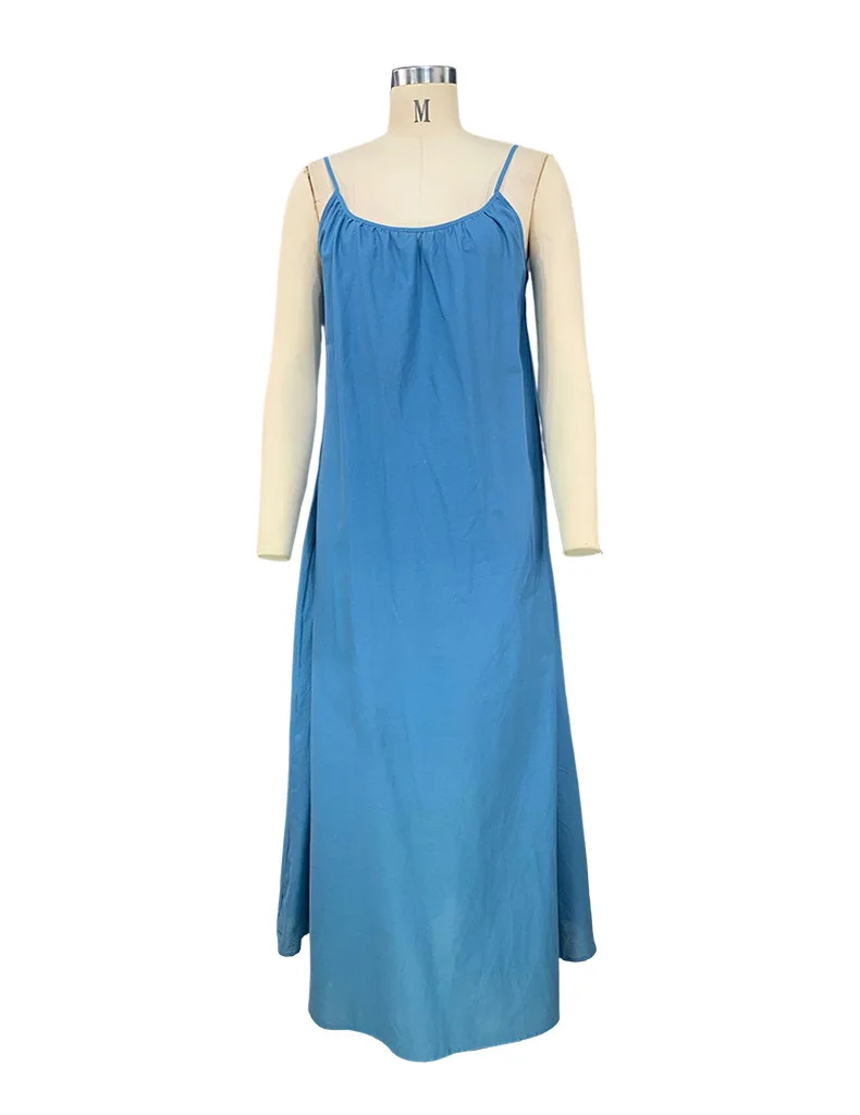 Bohemian Solid Color Spaghetti Strap Dresses Women Loose Sexy Backless Beach Vacation Long Dress Female Fashion Casual Vestidos 22 undefined
