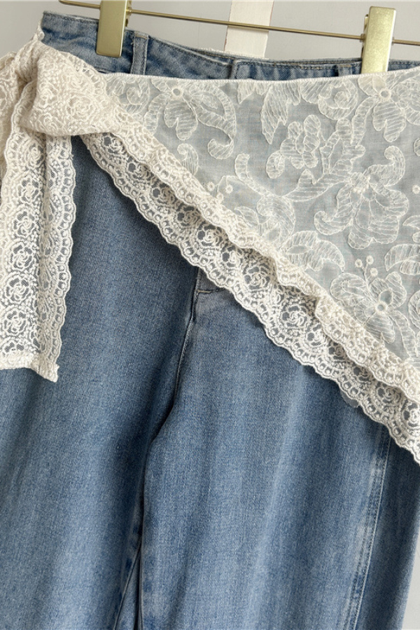 Elegant French Lace Triangle Scarf Tie Belt