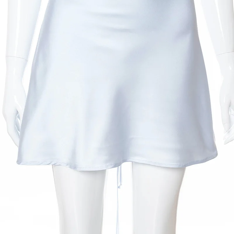 Ootddress New Spaghetti Straps Mini Satin Dress Women 2025 Summer Backless Low Cut Sexy Dresses Ladies Club Wear Party Sundresses