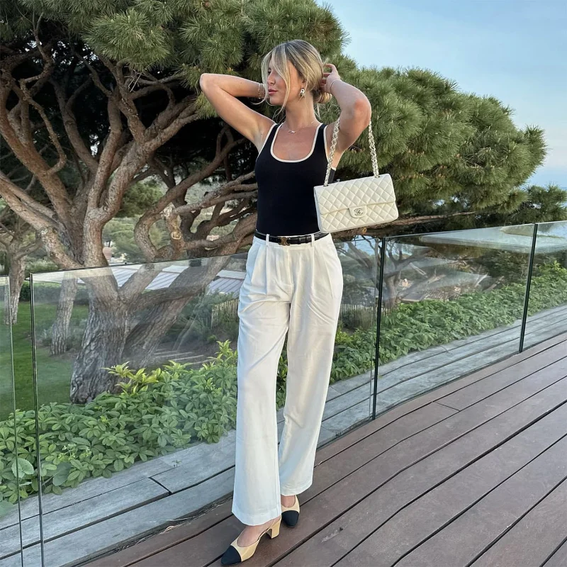 Ootddress Casual For Women Contrast Y2k Top Vest Backless Patchwork Pullover Top Slim Sheer Tracksuit Summer Cute Female Tank Top