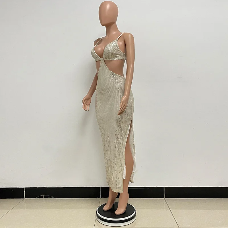 Sexy Hollow High Waist Slit Evening Dress Fashion Sequined Backless Sleeveless Elegant Party Dresses Solid Long Graduation Dress 66 Sexy Hollow High Waist Slit Evening Dress Fashion Sequined Backless Sleeveless Elegant Party Dresses Solid Long Graduation Dress