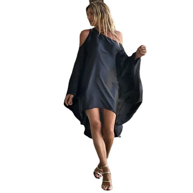 2025 Summer New Printed Dresses Women Sloping Shoulders Loose Casual Beach Vacation Irregular Dress Fashion Beachwear Vestidos 12 2025 Summer New Printed Dresses Women Sloping Shoulders Loose Casual Beach Vacation Irregular Dress Fashion Beachwear Vestidos