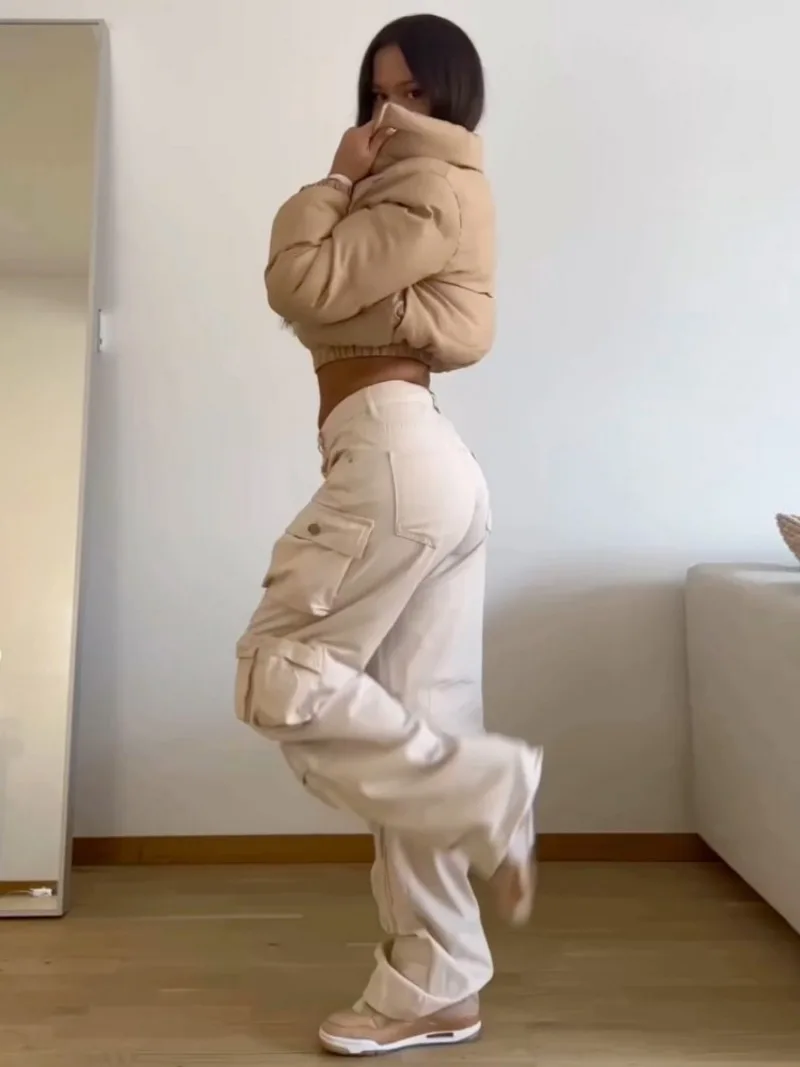 Ootddress Multiple Pockets Cargo Pants For Women Loose High Waist Fashion Sweatpants Women's Baggy Streetwear Pant Woman Trousers