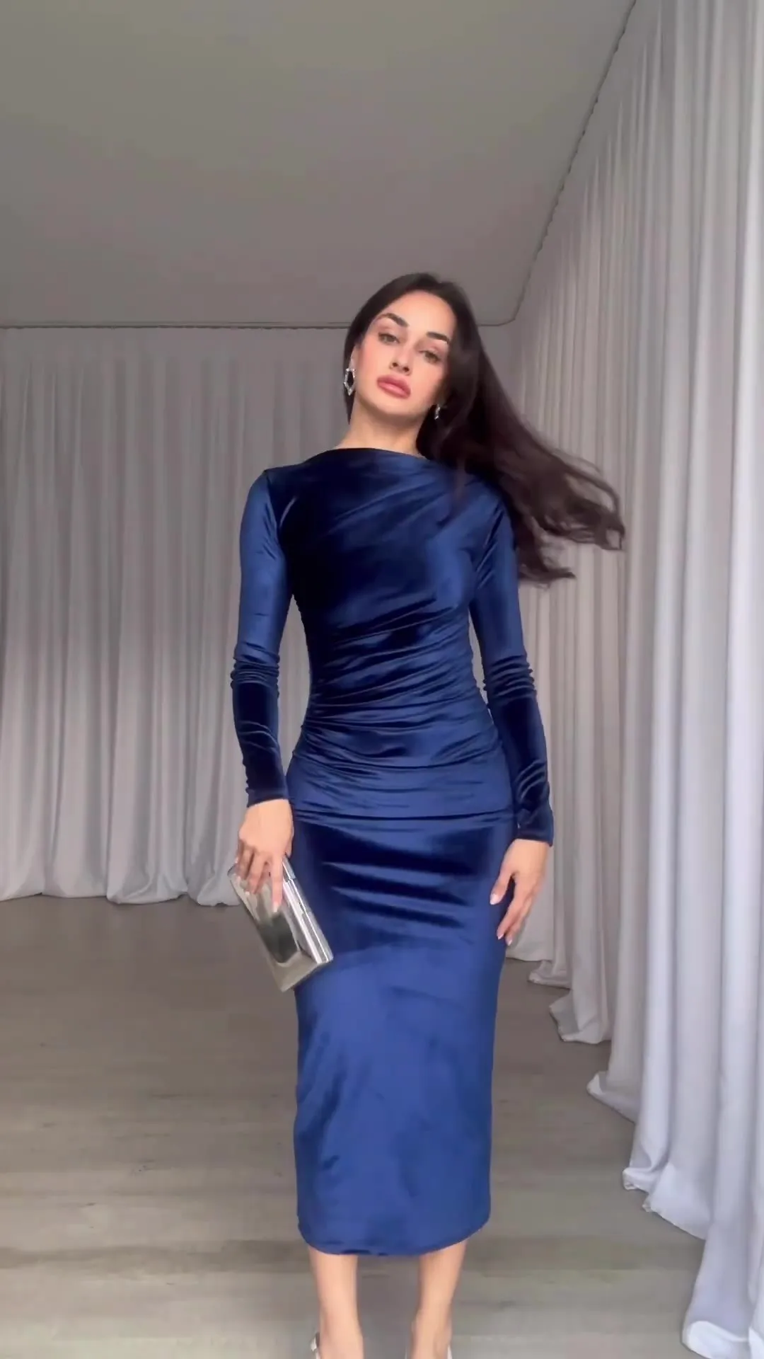 Ootddress Elegant Long Sleeved Velvet Dress For Women Noble Velvet Slim Sexy Slit Irregular Dress Long Dress Party Evening Dress 14 Ootddress Elegant Long Sleeved Velvet Dress For Women Noble Velvet Slim Sexy Slit Irregular Dress Long Dress Party Evening Dress