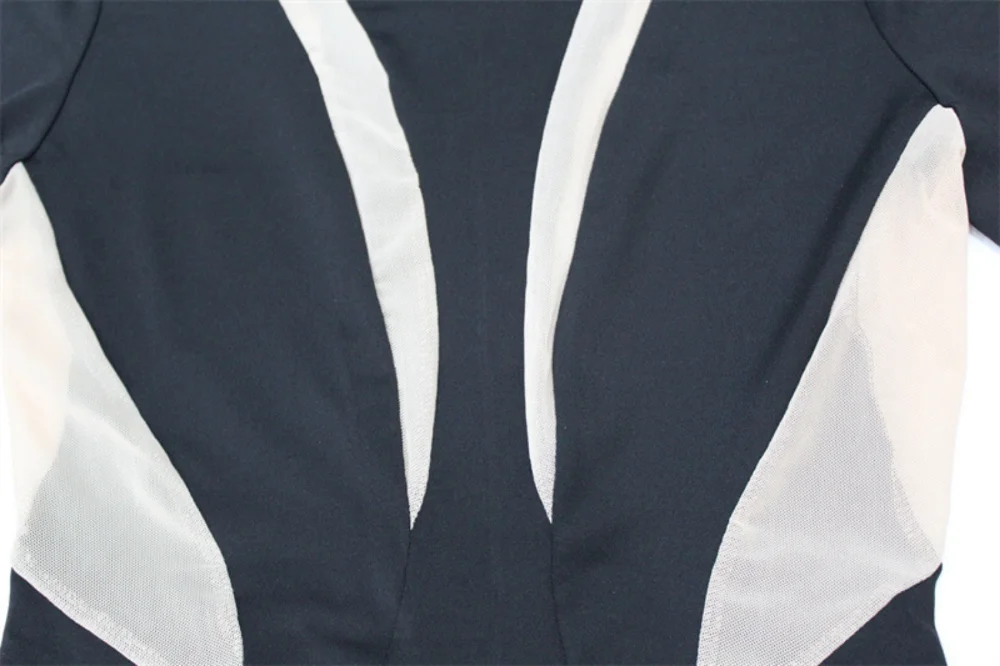 Ootddress Mesh Stitching Jumpsuit Women Long Sleeve Bodycon One Piece See Through Monos Mujer Elegante Club Sexy Women's Playsuit