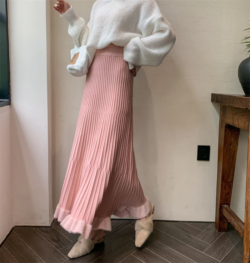 Ootddress High Waist Ruffled Pleated Skirts Women Solid Autumn Elegant Long Skirt Loose Pleated Ribbed Casual Ladies Maxi Skirt 12 Ootddress High Waist Ruffled Pleated Skirts Women Solid Autumn Elegant Long Skirt Loose Pleated Ribbed Casual Ladies Maxi Skirt
