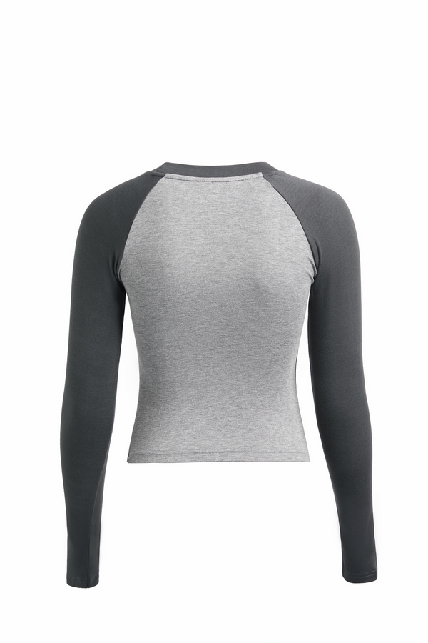Raglan Sleeve Rib Crop Top