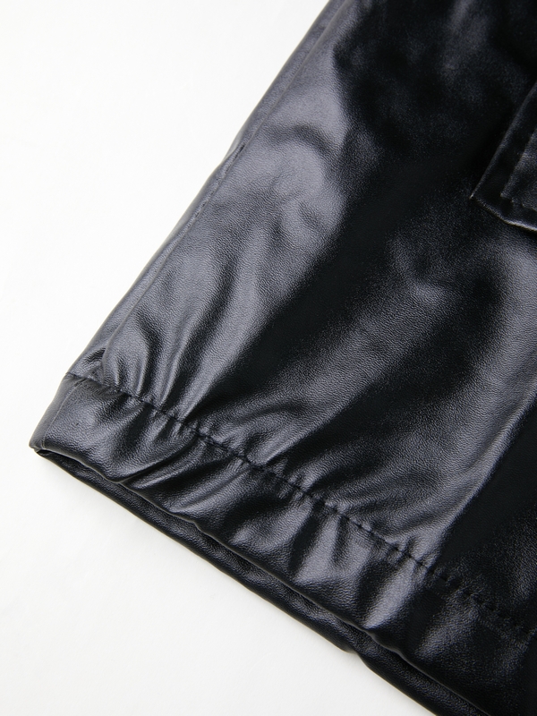 Oversized Black Faux Leather Jacket