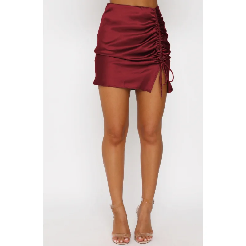 Ootddress Pleated Lace-Up Satin Mini Skirt Side Split Fashion For Women Skirt Solid High Waist Zipper Casual Outfit Ladies Skirt 9 Ootddress Pleated Lace-Up Satin Mini Skirt Side Split Fashion For Women Skirt Solid High Waist Zipper Casual Outfit Ladies Skirt
