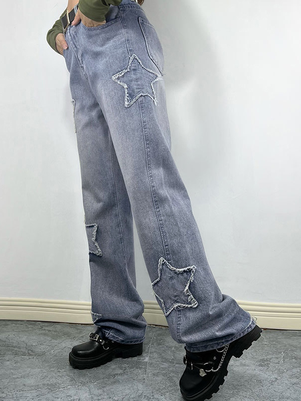 Distressed Star Patch Boyfriend Jeans