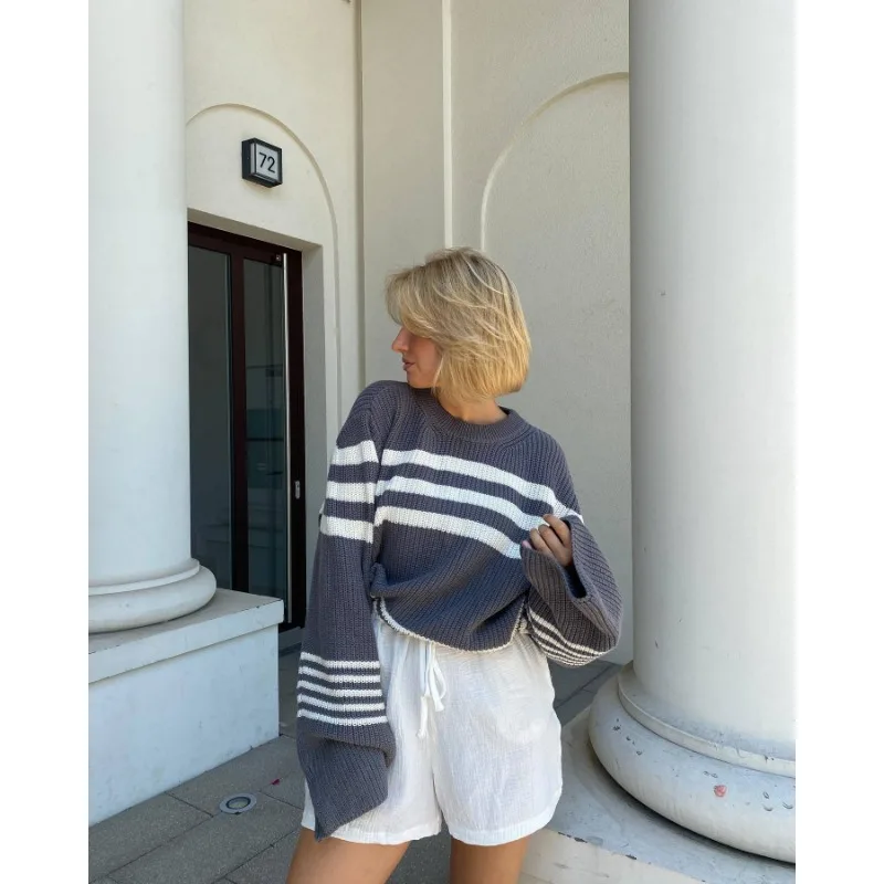 Ootddress Striped Casual Knitwear Top Female Loose Autumn 2025 High Waist Contrast Knit Sweater Slim Patchwork Streetwear Pullover 31 Ootddress Striped Casual Knitwear Top Female Loose Autumn 2025 High Waist Contrast Knit Sweater Slim Patchwork Streetwear Pullover