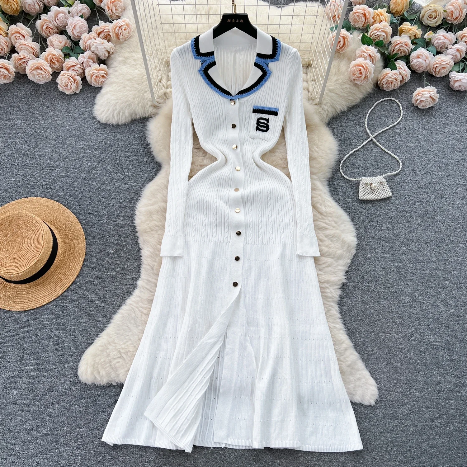 Women Elegant Knitted Dress Spring Autumn Long Sleeve Sexy V-neck Bodyon Dresses Ladies Slim A-line Single Breasted Sweater Robe 7 Women Elegant Knitted Dress Spring Autumn Long Sleeve Sexy V-neck Bodyon Dresses Ladies Slim A-line Single Breasted Sweater Robe