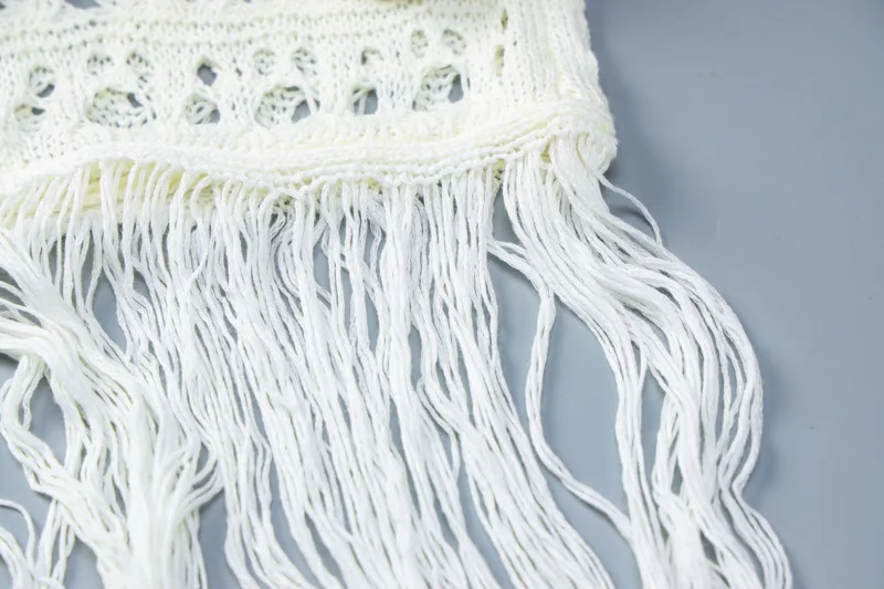 Ootddress Knitted Tassel Maxi Dresses For Women Hollow Out Sexy Bodycon Dress Women's Off The Shoulders Elegant Evening Dress Woman