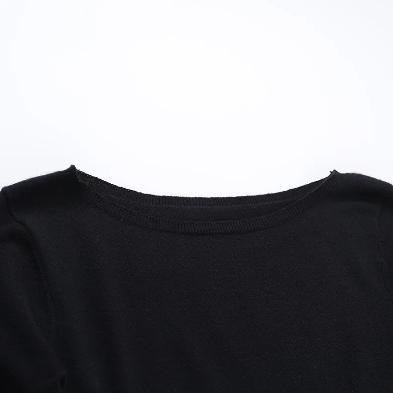 Ootddress Elegant Long Sleeved Elastic Tight Women Short Skirt Autumn New Wave Roll Wool Dress Fashion Street Evening Dress