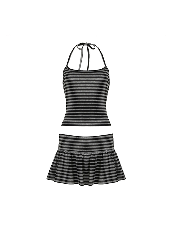 Sexy Backless Stripes Two Piece