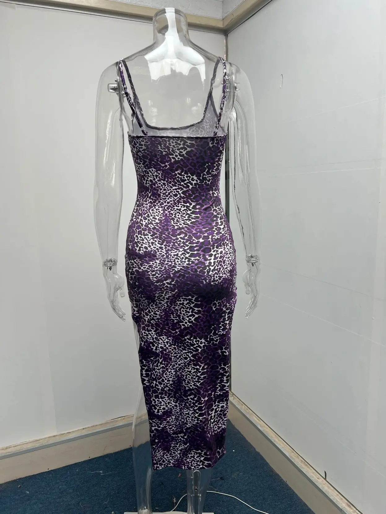 Fashion Leopard Print Slim Long Dresses Women Sexy Low Cut Backless Package Hip Bodycon Slit Dress Female Streetwear Summer New 13 undefined