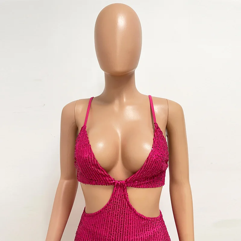 Sexy Hollow High Waist Slit Evening Dress Fashion Sequined Backless Sleeveless Elegant Party Dresses Solid Long Graduation Dress 125 undefined