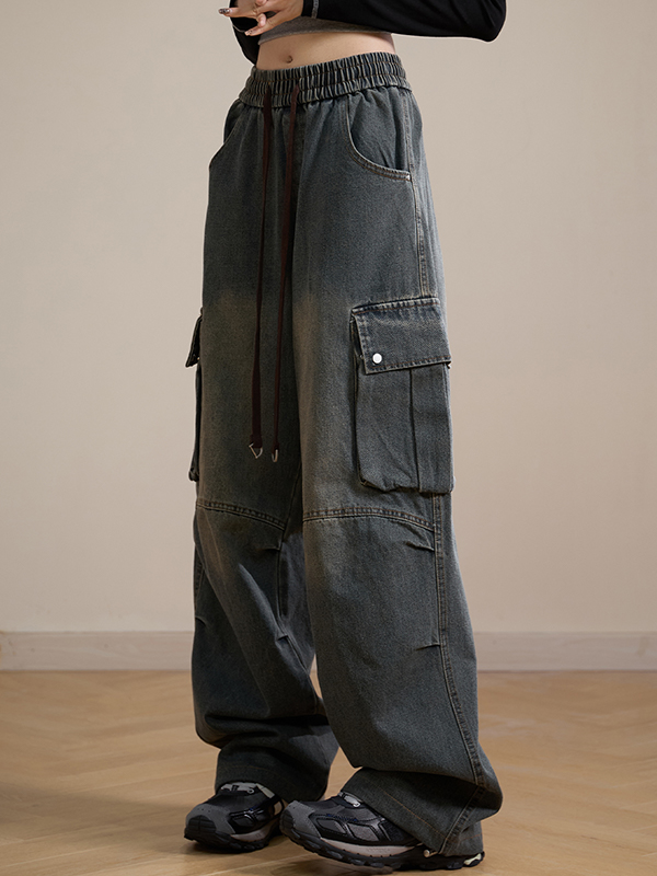 Loose straight design Cargo Jeans