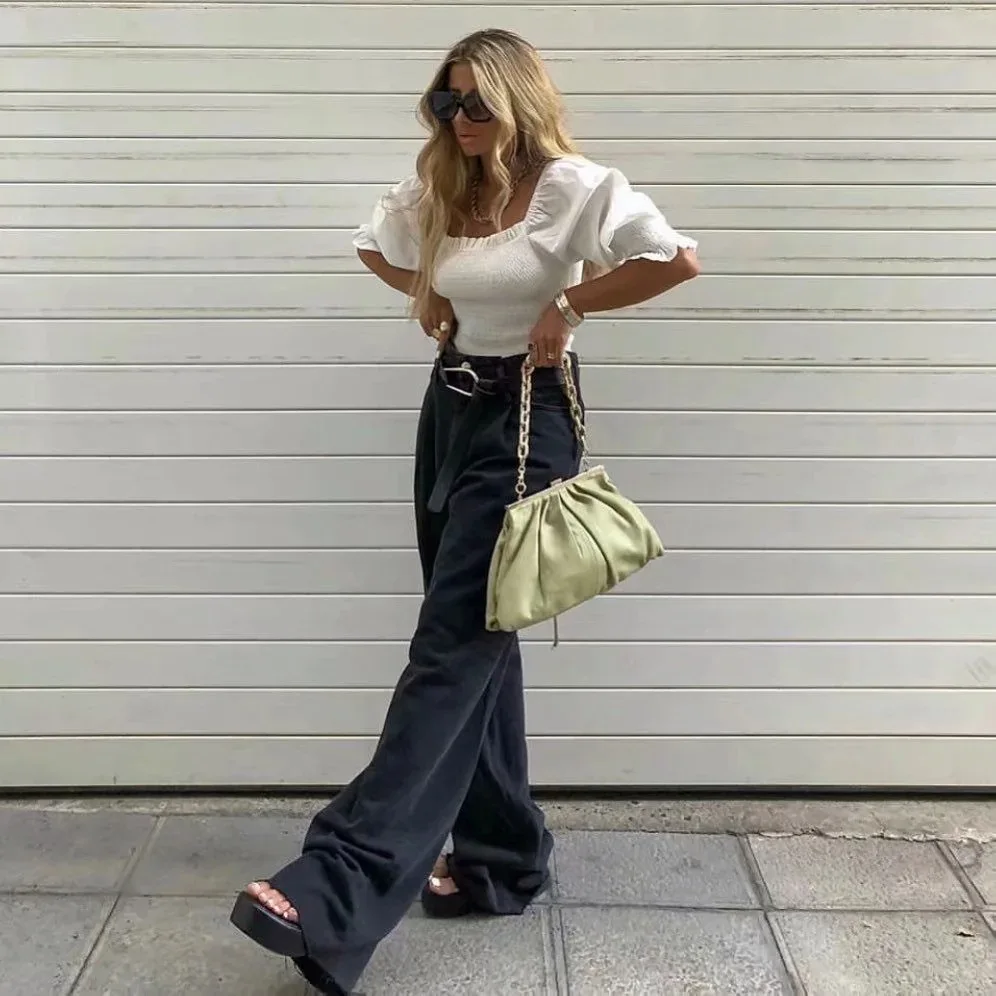 Ootddress 2025 Fashion Women's Jeans Bottom Casual Straight Leg Baggy Jeans Fall Boyfriend Long Trousers High Waist Denim Pants