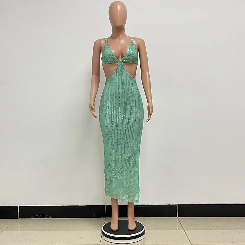 Sexy Hollow High Waist Slit Evening Dress Fashion Sequined Backless Sleeveless Elegant Party Dresses Solid Long Graduation Dress 113 Sexy Hollow High Waist Slit Evening Dress Fashion Sequined Backless Sleeveless Elegant Party Dresses Solid Long Graduation Dress