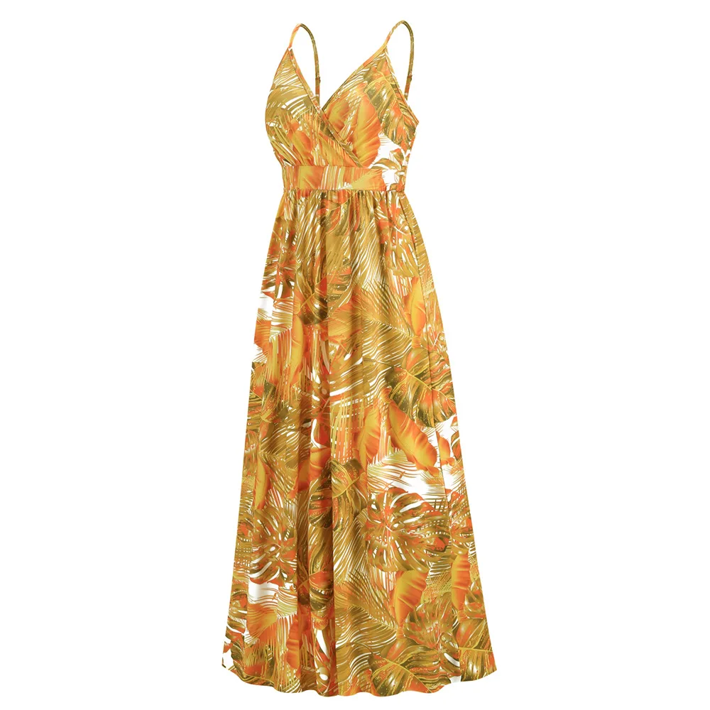 Bohemian Style Print Spaghetti Strap Dresses Women Sexy V-neck Backless Beach Vacation Long Dress Female Vestido 2025 Summer New 26 LQ479-huang-(6).jpg