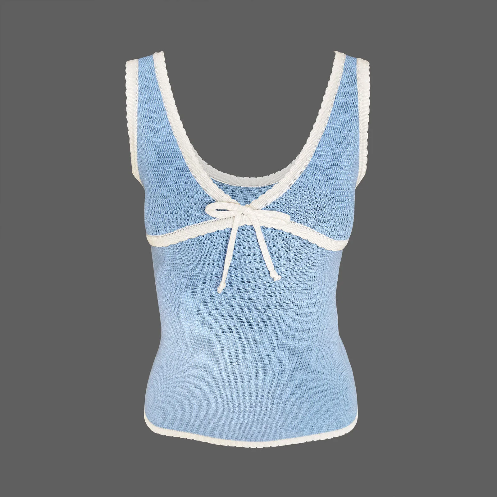 Ootddress Contrast Lace-Up Backless Tank Top For Women Summer Fashion V-Neck Cropped Y2k Top Vest Strapless Slim Female Tank Top New