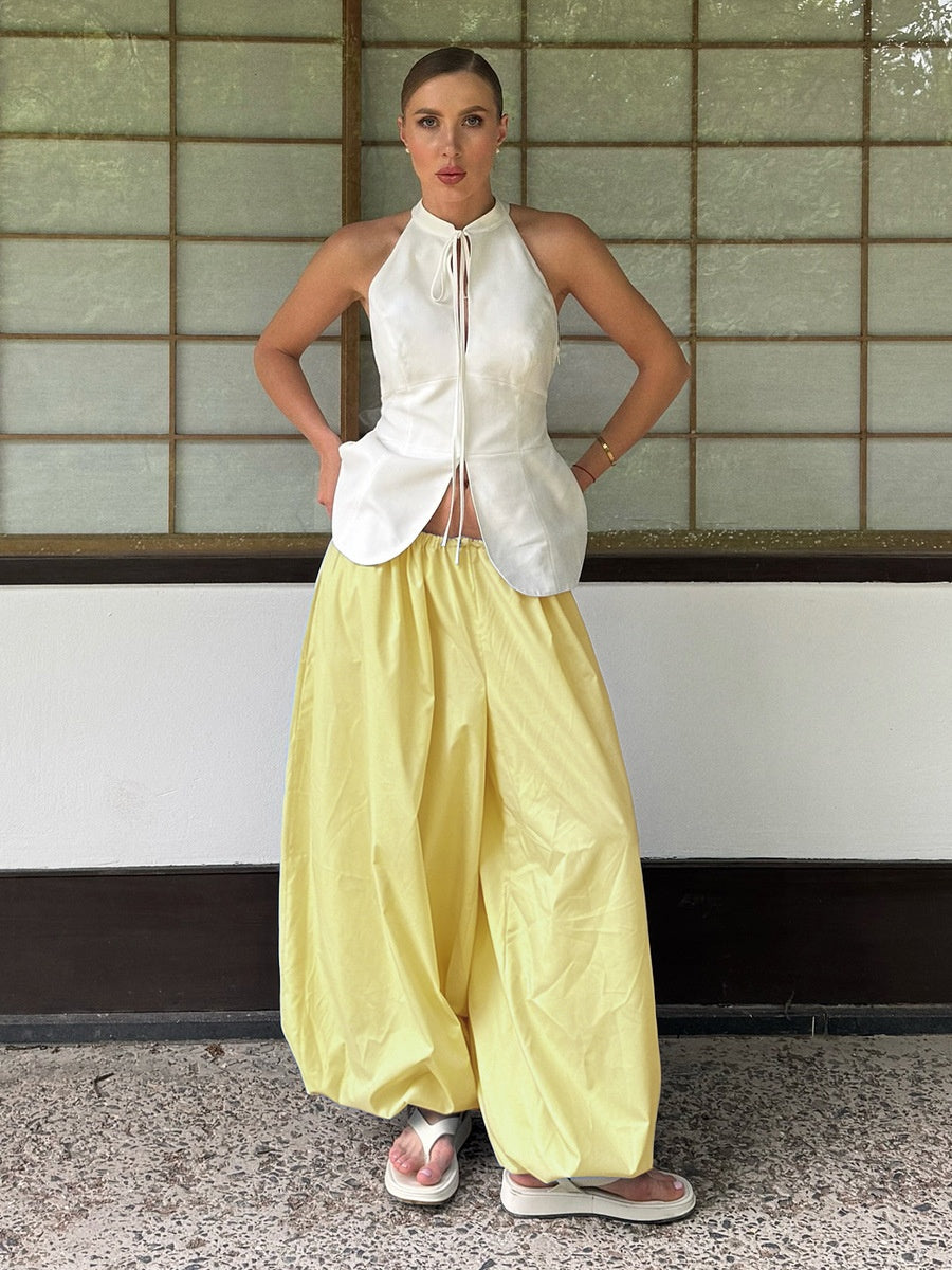 Pure Cotton Lantern Pants Color Loose-fit Comfort Pants