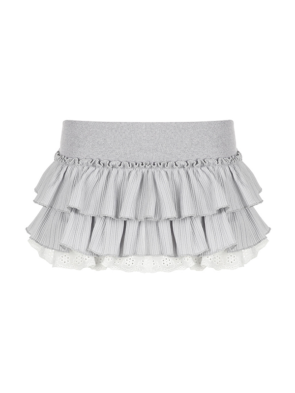 Sweetheart Low Waist Patchwork Cake Mini Skirts