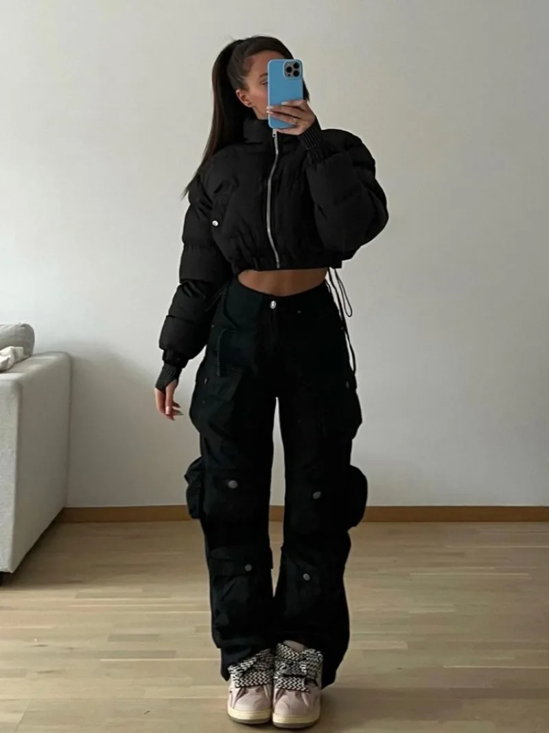 Ootddress Multiple Pockets Cargo Pants For Women Loose High Waist Fashion Sweatpants Women's Baggy Streetwear Pant Woman Trousers