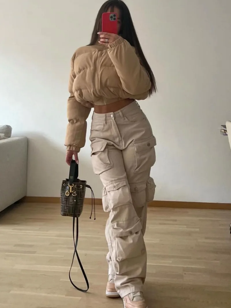 Ootddress Multiple Pockets Cargo Pants For Women Loose High Waist Fashion Sweatpants Women's Baggy Streetwear Pant Woman Trousers