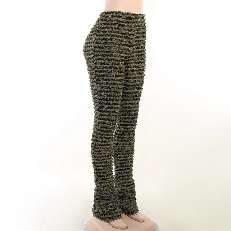 Ootddress New Stacked Leggings Pants Ladies Casual Contrast Color Black And White Sweatpants Y2k Streetwear Hem Flare Women's Pants