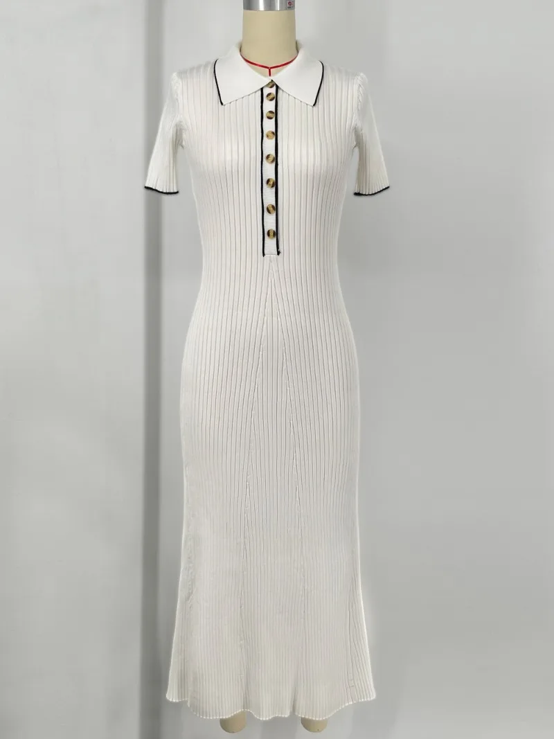 Ootddress Knitted Rib Slim Maxi Dresses For Women High Waist Casual Loose Dress Women's Autumn Elegant Temperament Long Dress Femme