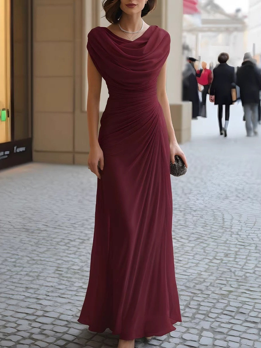 Swing Collar Tight Fit Pity Temperament Maxi Dresses