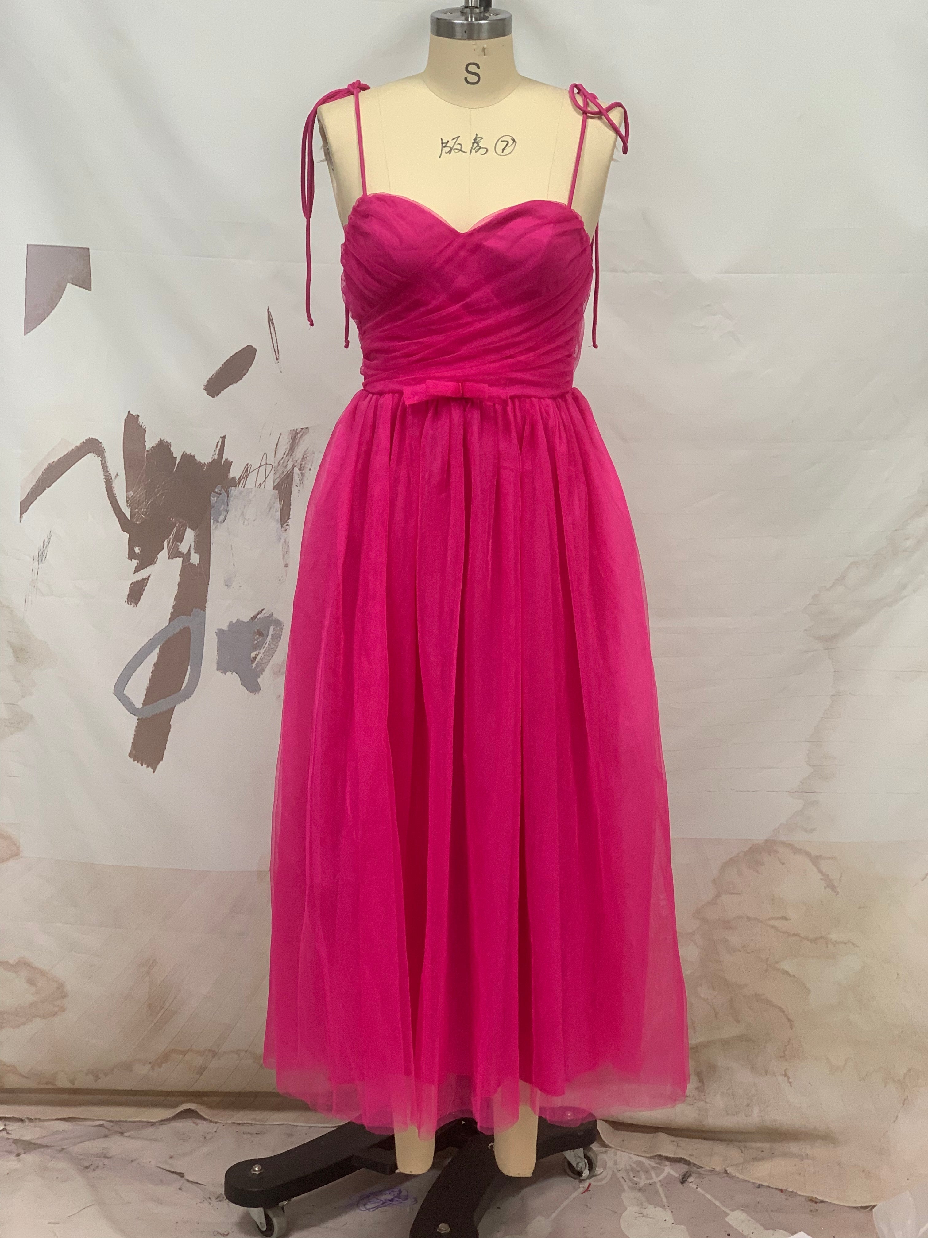 Ruched Sweetheart Spaghetti Strap Tiered Tulle A-Line Midi Dress