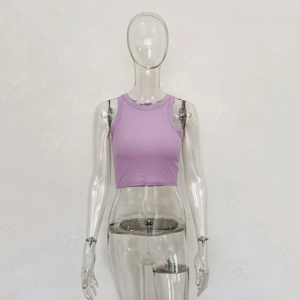 Ootddress Summer Cotton Sleeveless Vest For Women White Top Knit Ribbed Casual Tank Tops Female High Streetwear Cropped Top Camis