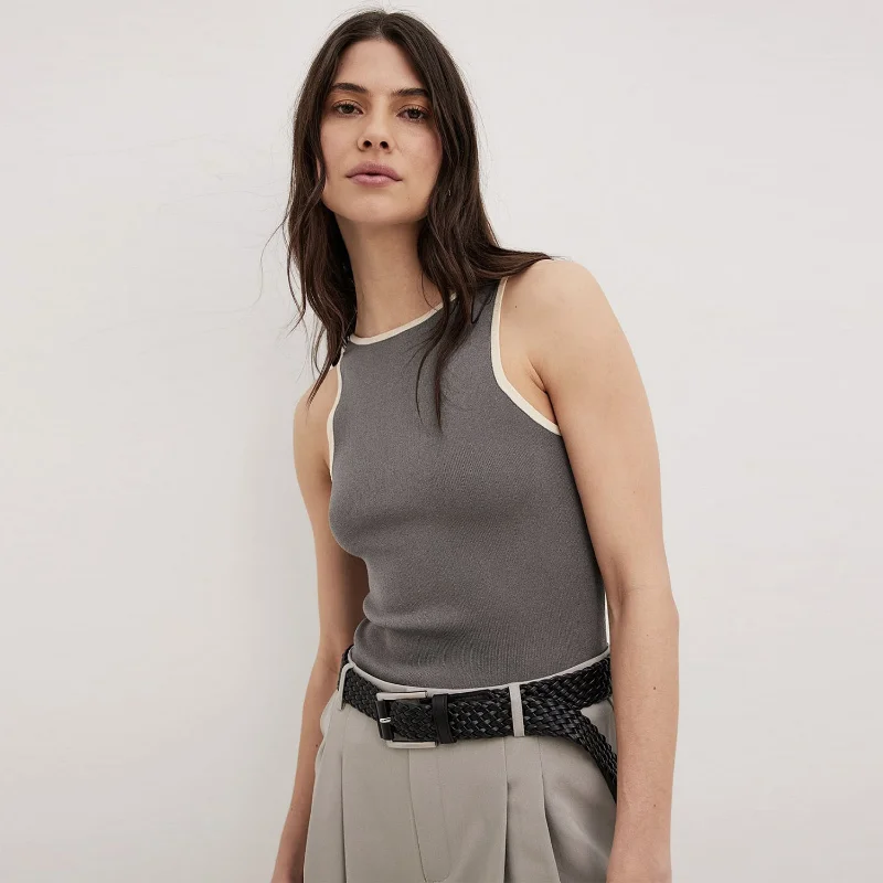 Ootddress Casual For Women Contrast Y2k Top Vest Backless Patchwork Pullover Top Slim Sheer Tracksuit Summer Cute Female Tank Top